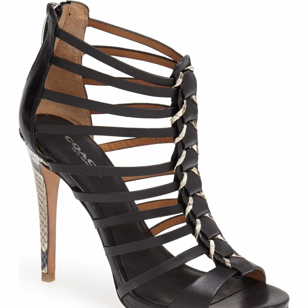 Coach Josey Black Leather Stiletto Heels 8B- used